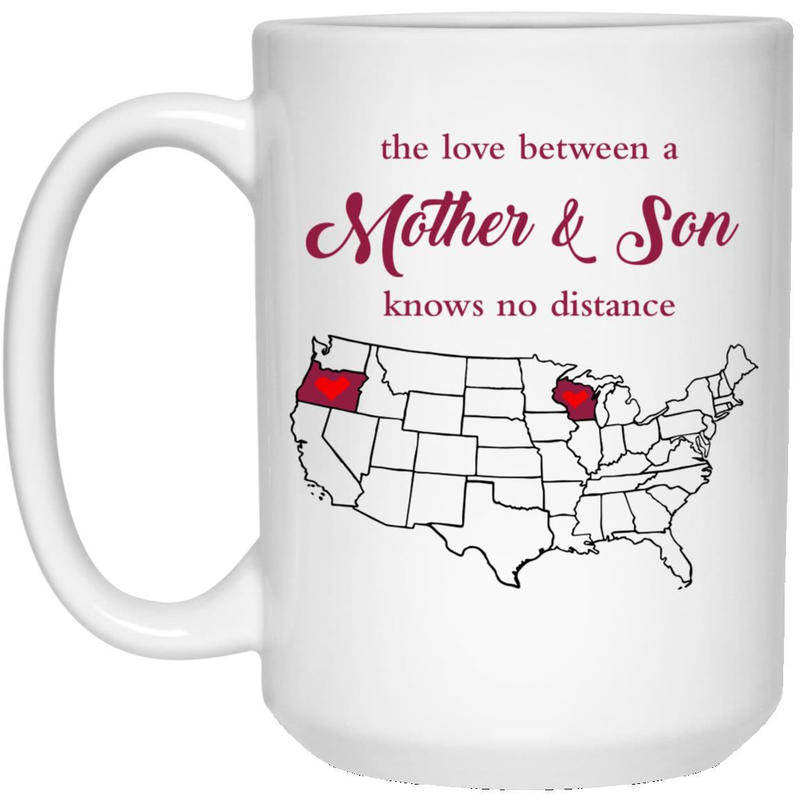 Wisconsin Oregon The Love Between Mother And Son Mug - Mug Teezalo