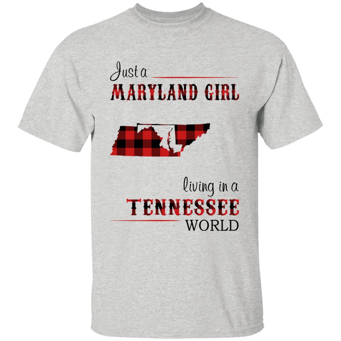 Just A Maryland Girl Living In A Tennessee World T-shirt - T-shirt Born Live Plaid Red Teezalo