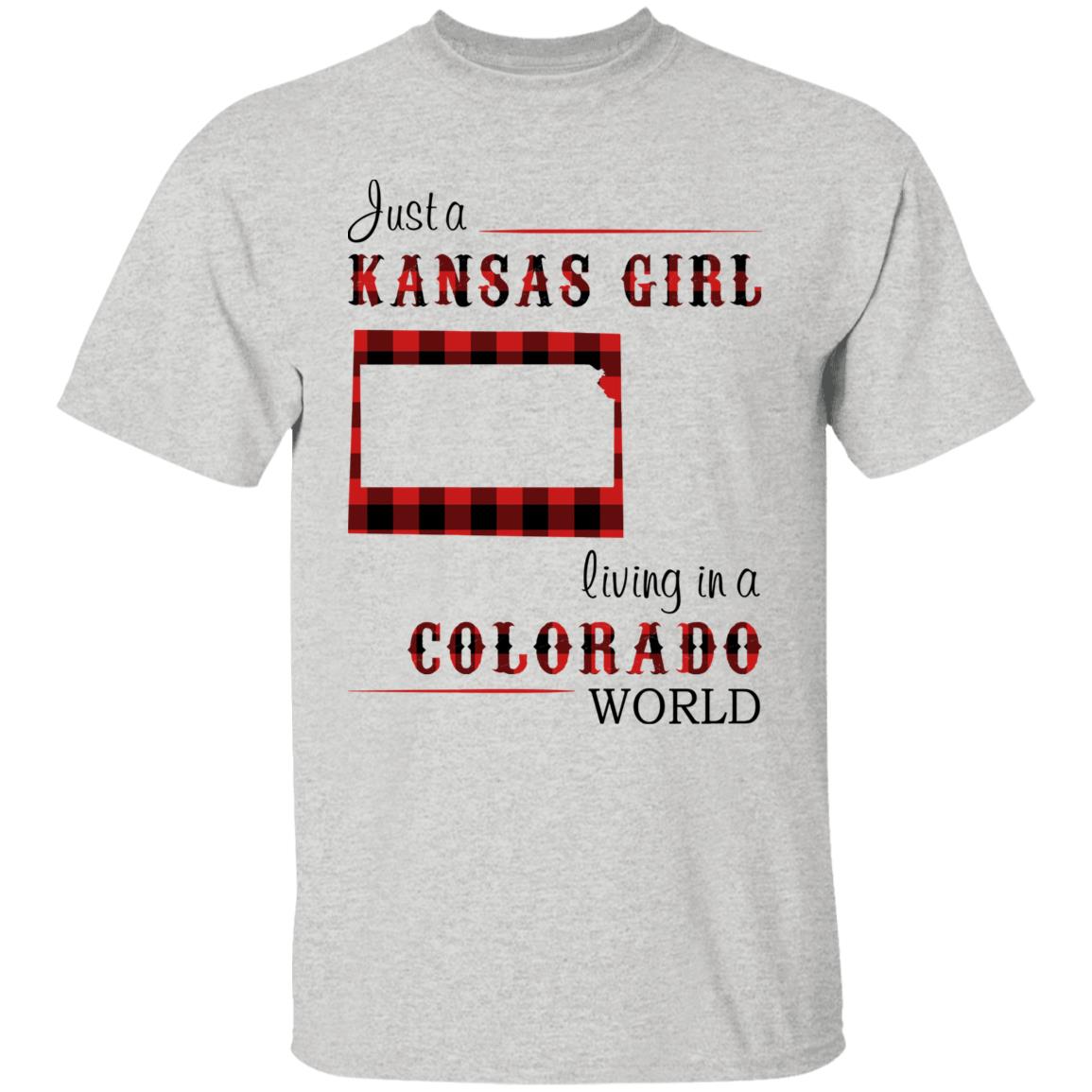 Just A Kansas Girl Living In A Colorado World T-shirt - T-shirt Born Live Plaid Red Teezalo
