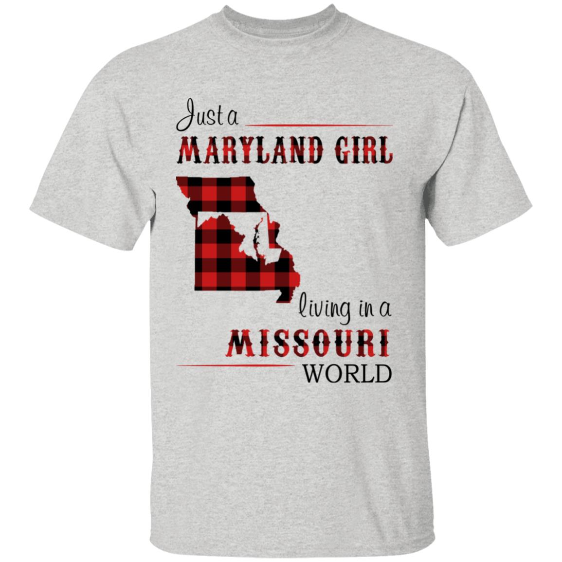 Just A Maryland Girl Living In A Missouri World T-shirt - T-shirt Born Live Plaid Red Teezalo