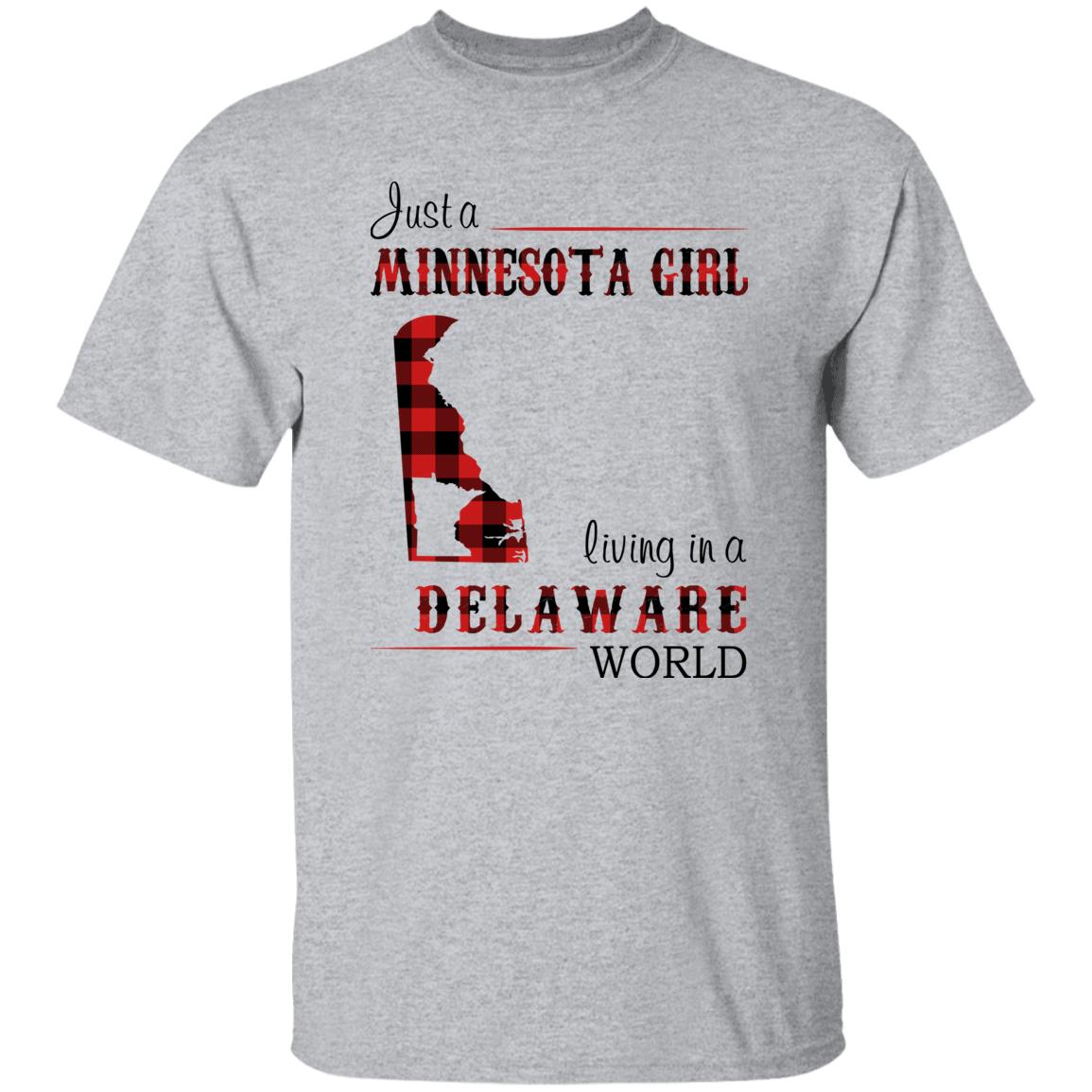 Just A Minnesota Girl Living In A Delaware World T-shirt - T-shirt Born Live Plaid Red Teezalo