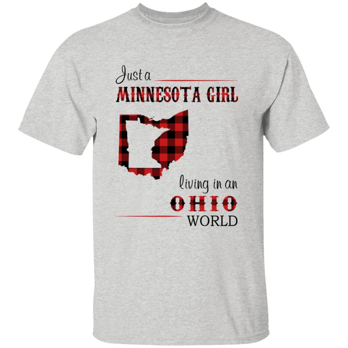 Just A Minnesota Girl Living In An Ohio World T-shirt - T-shirt Born Live Plaid Red Teezalo