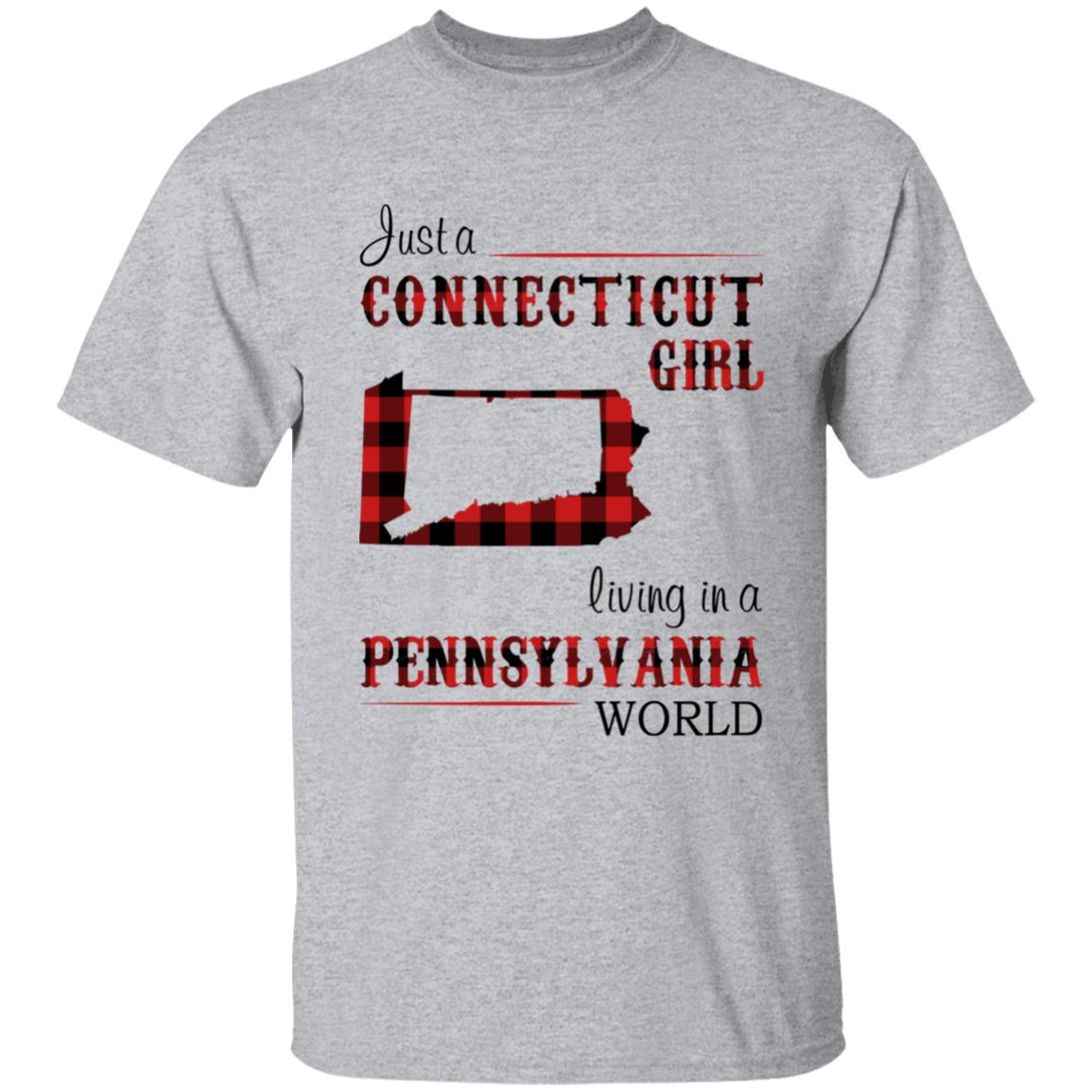 Just A Connecticut Girl Living In A Pennnsylvania World T-shirt - T-shirt Born Live Plaid Red Teezalo