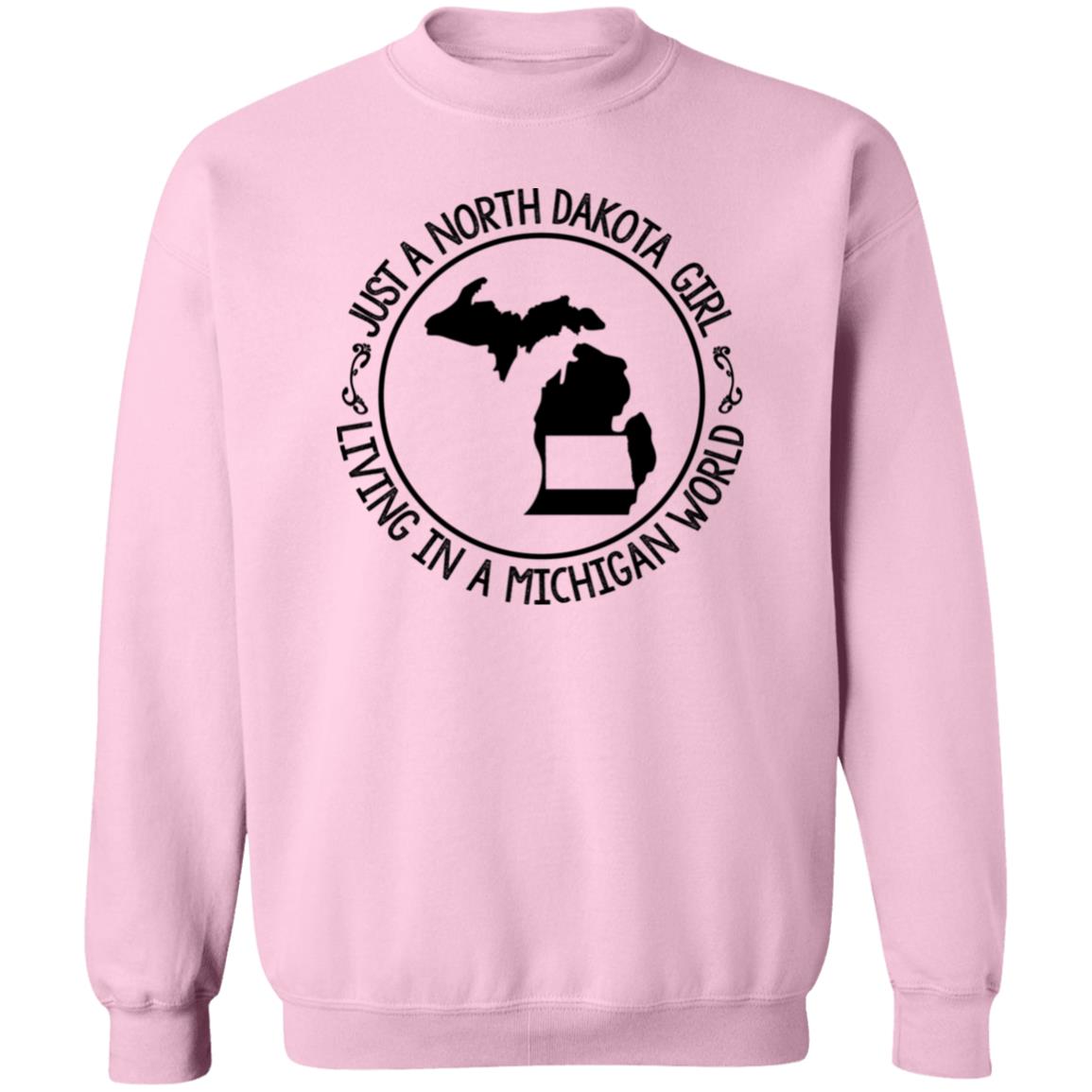 North Dakota Girl Living In Michigan World T Shirt - T-shirt Teezalo