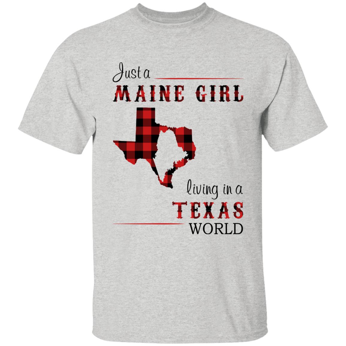 Just A Maine Girl Living In A Texas World T-shirt - T-shirt Born Live Plaid Red Teezalo