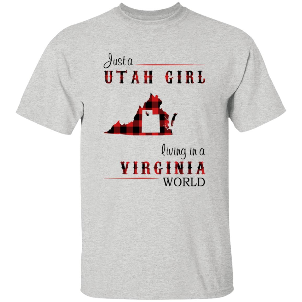 Just A Utah Girl Living In A Virginia World T-shirt - T-shirt Born Live Plaid Red Teezalo