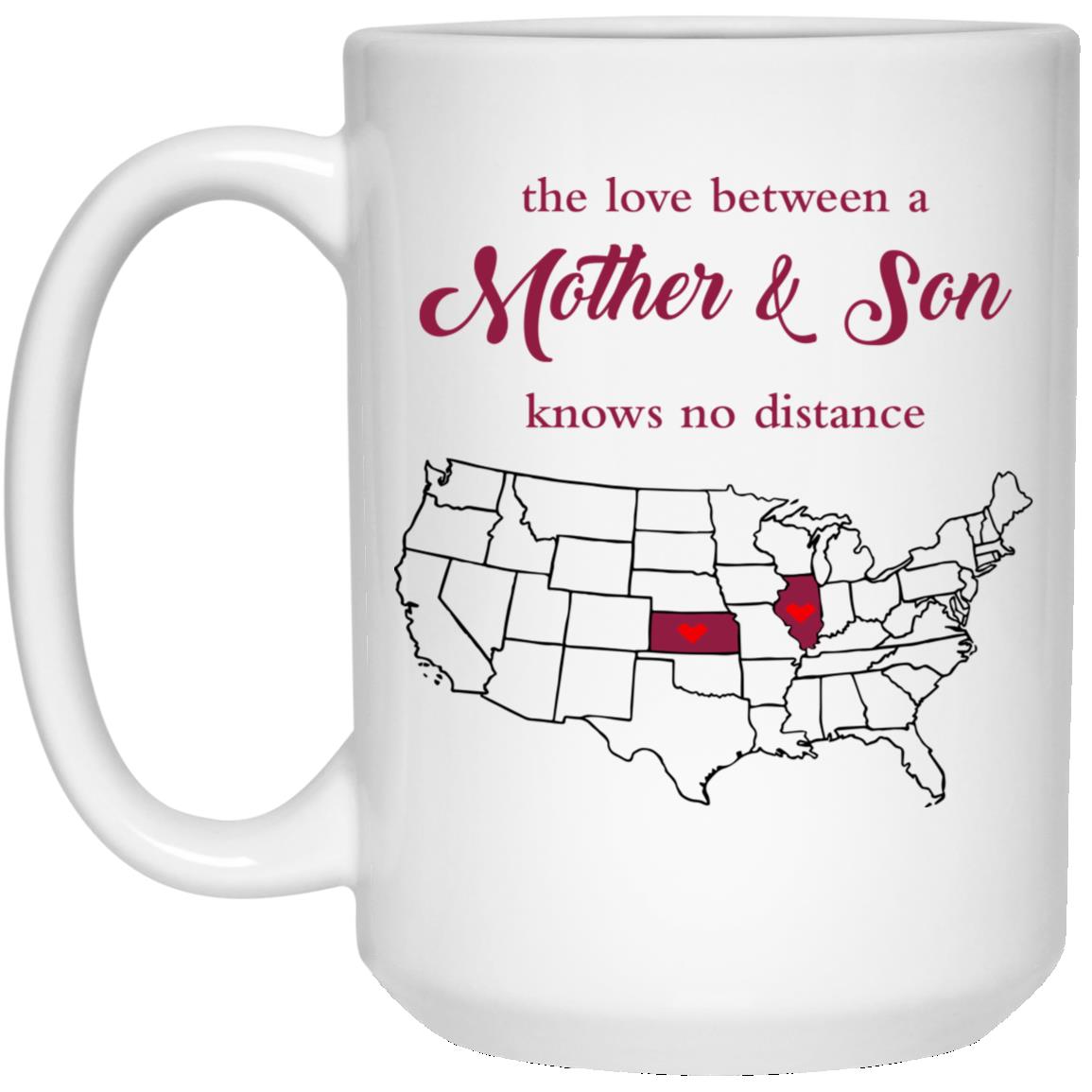 Illinois Kansas The Love Between Mother And Son Mug - Mug Teezalo