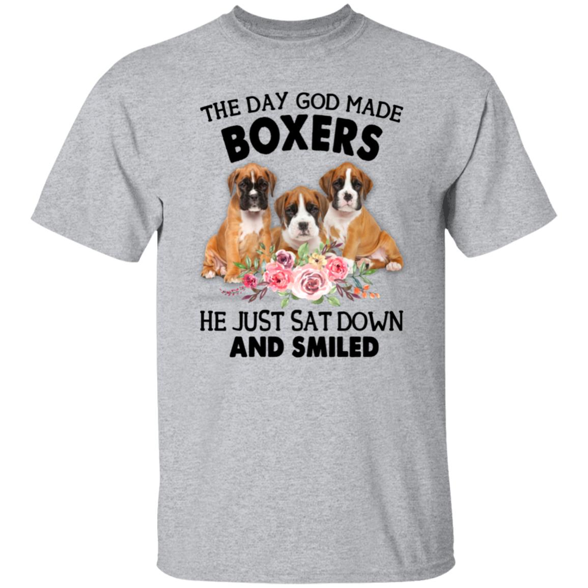 Funny Boxer Shirt, The Day God Made Boxers He Just Sat Down And Smiled - T-Shirts Teezalo