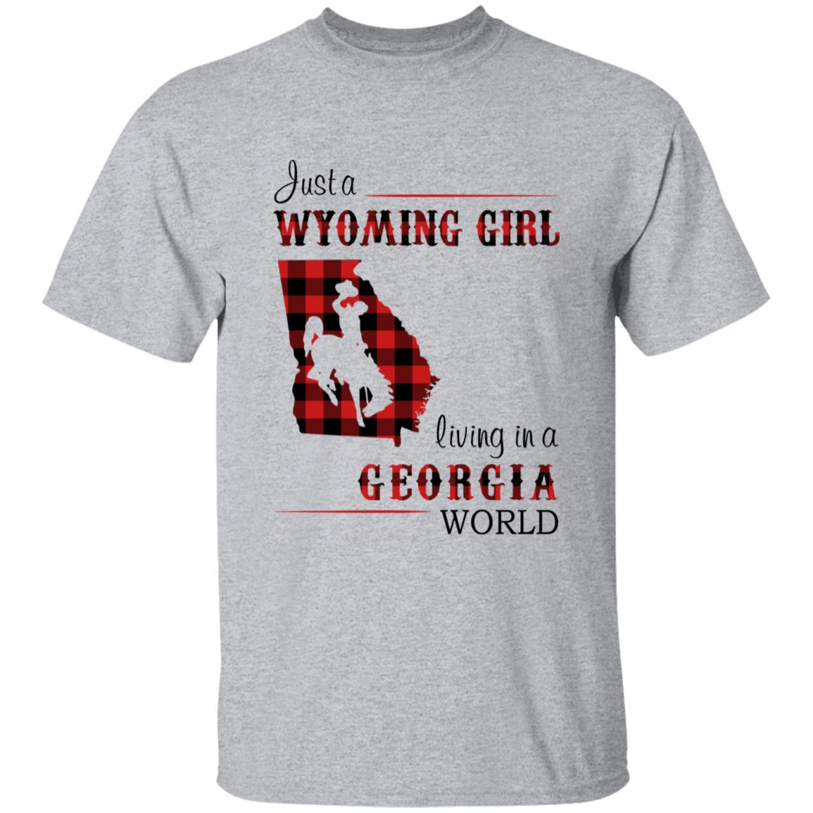 Just A Wyoming Girl Living In A Georgia World T-shirt - T-shirt Born Live Plaid Red Teezalo