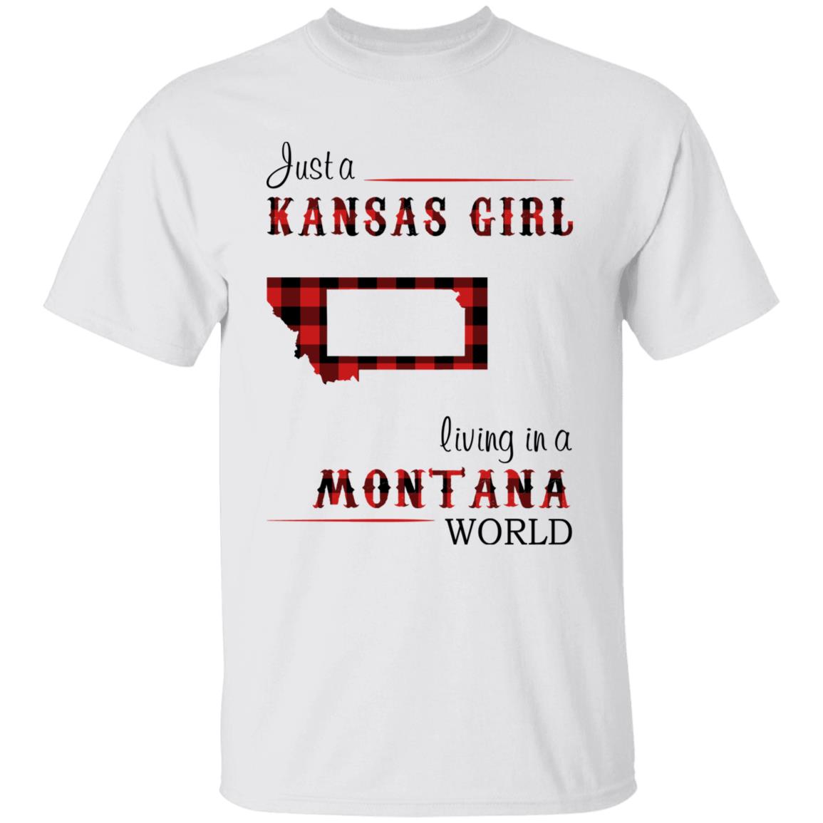 Just A Kansas Girl Living In A Montana World T-shirt - T-shirt Born Live Plaid Red Teezalo
