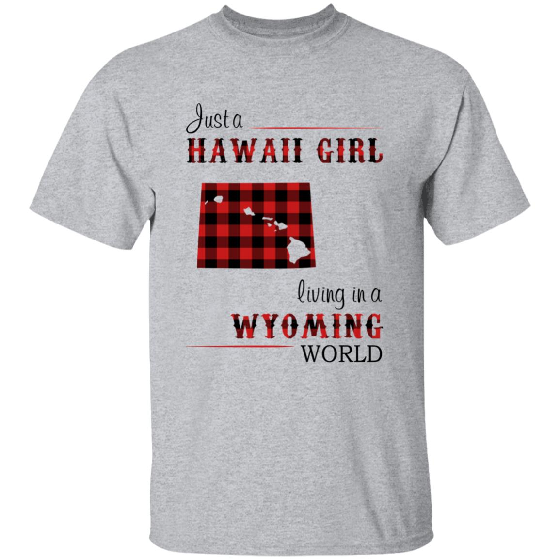 Just A Hawaii Girl Living In A Wyoming World T-shirt - T-shirt Born Live Plaid Red Teezalo