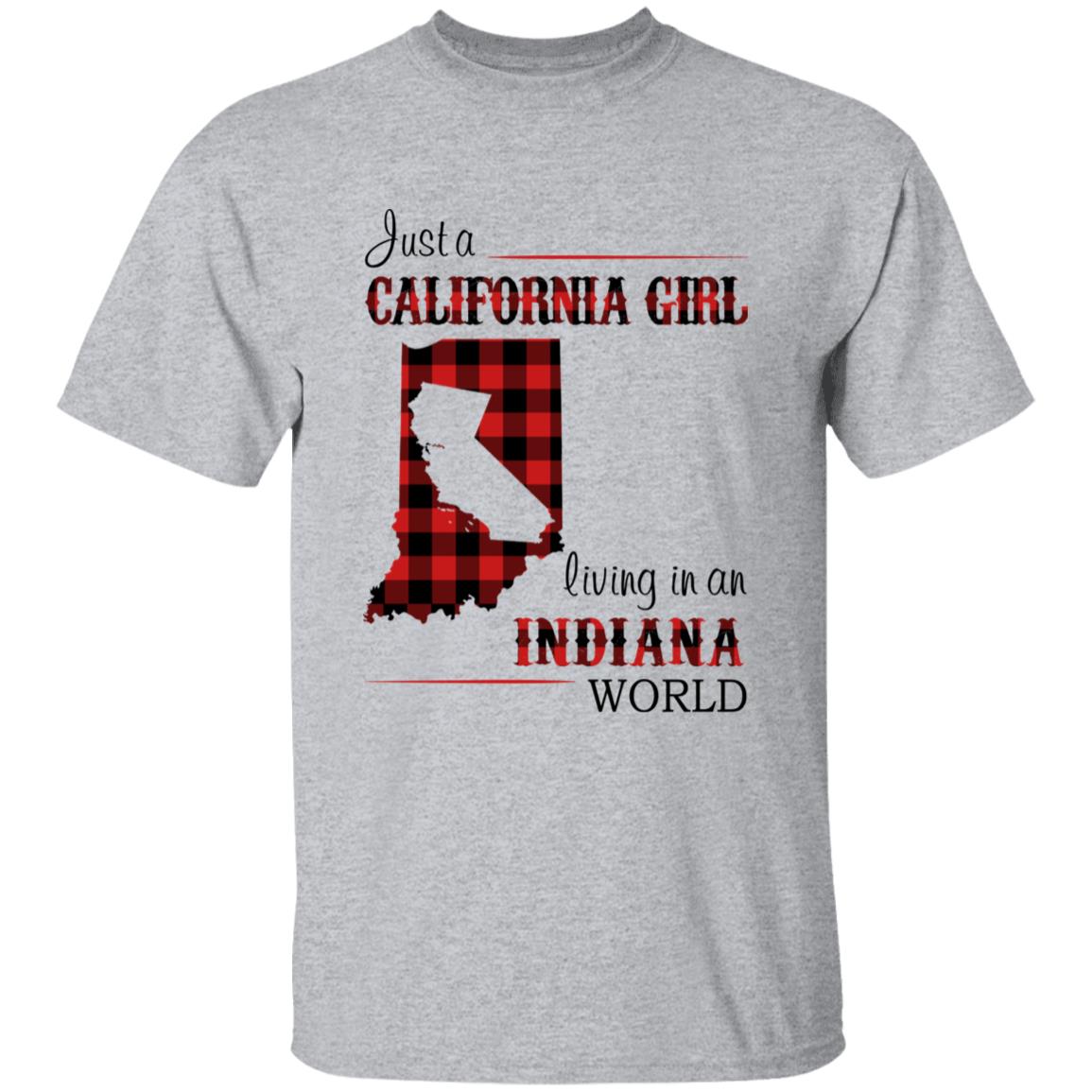 Just A California Girl Living In An Indiana World T-Shirt - T-shirt Born Live Plaid Red Teezalo