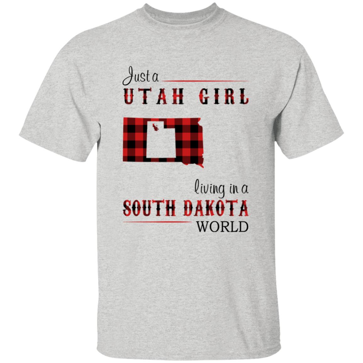 Just A Utah Girl Living In A South Dakota World T-shirt - T-shirt Born Live Plaid Red Teezalo