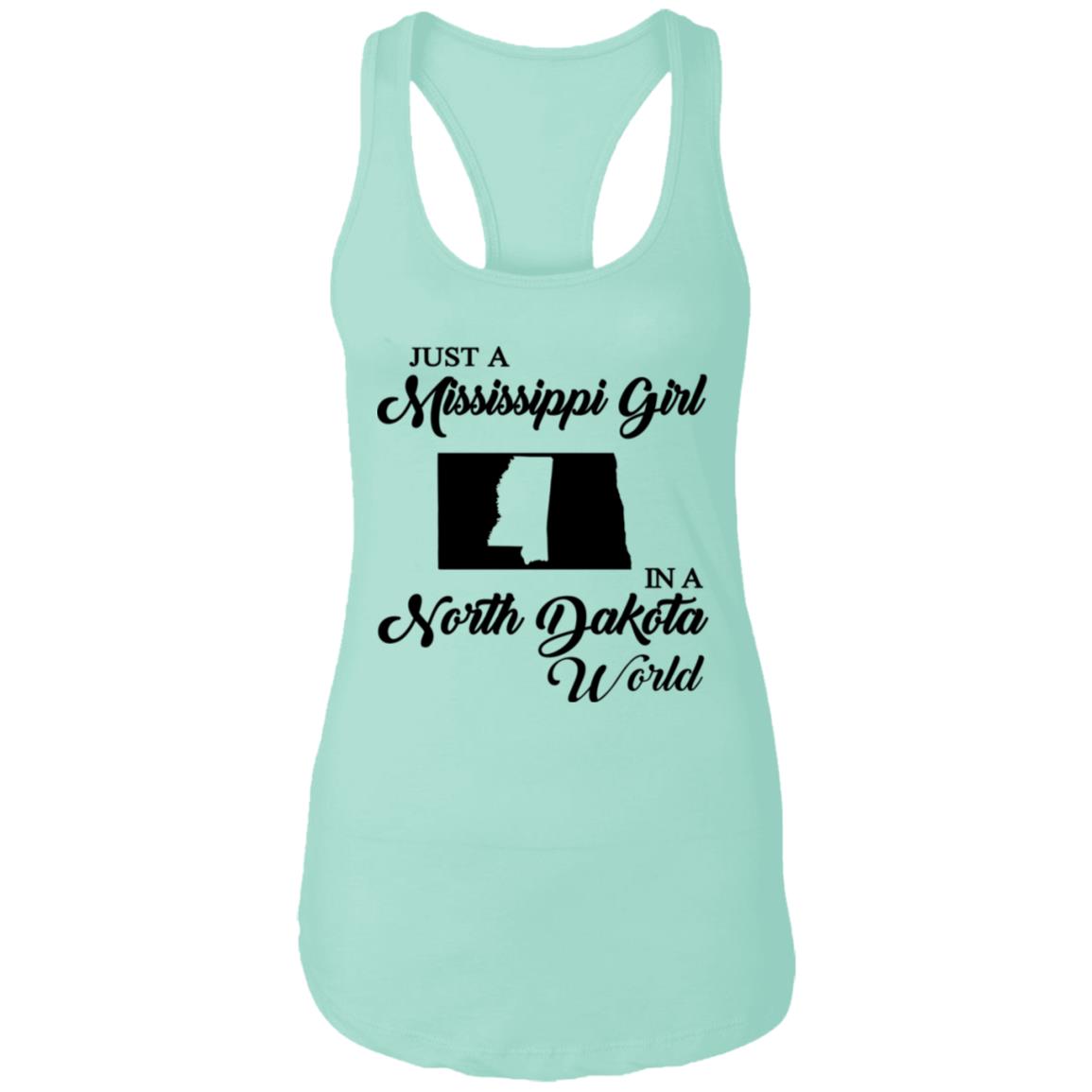 Just A Mississippi Girl In A North Dakota World T-Shirt - T-shirt Teezalo
