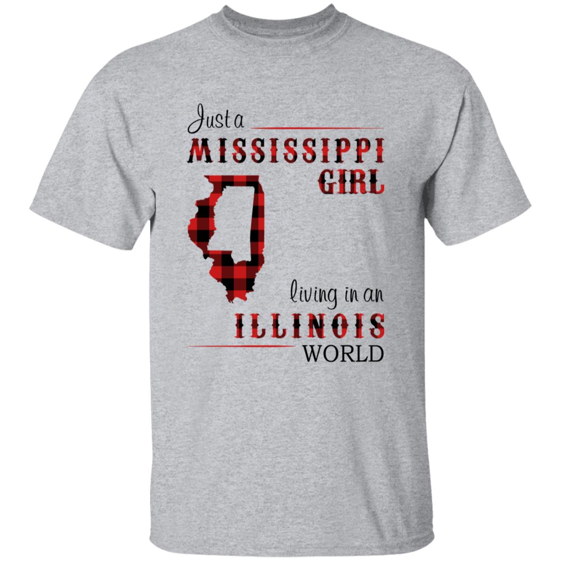 Just A Mississippi Girl Living In An Illinois World T-shirt - T-shirt Born Live Plaid Red Teezalo