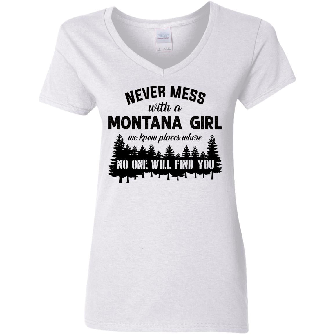 Never Mess With A Montana Girl T Shirt - T-shirt Teezalo