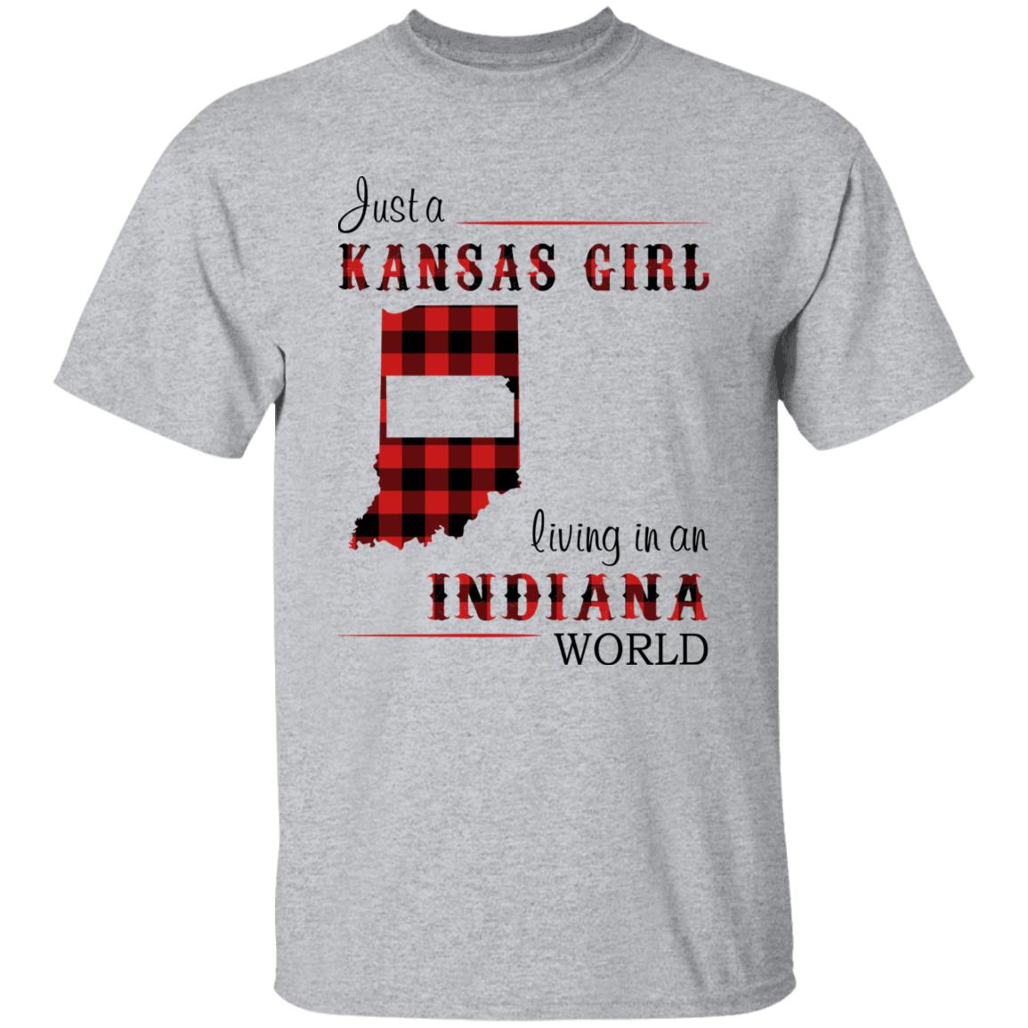 Just A Kansas Girl Living In An Indiana World T-shirt - T-shirt Born Live Plaid Red Teezalo