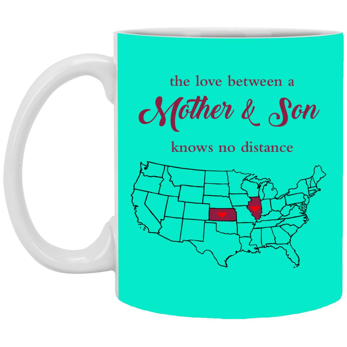 Illinois Kansas The Love Between Mother And Son Mug - Mug Teezalo