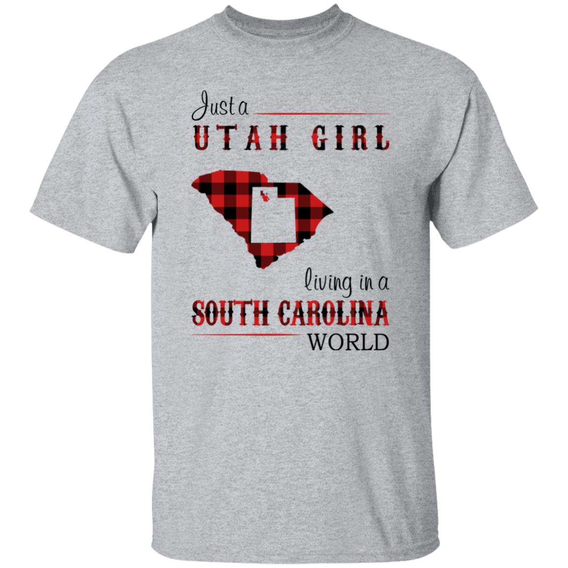 Just A Utah Girl Living In A South Carolina World T-shirt - T-shirt Born Live Plaid Red Teezalo