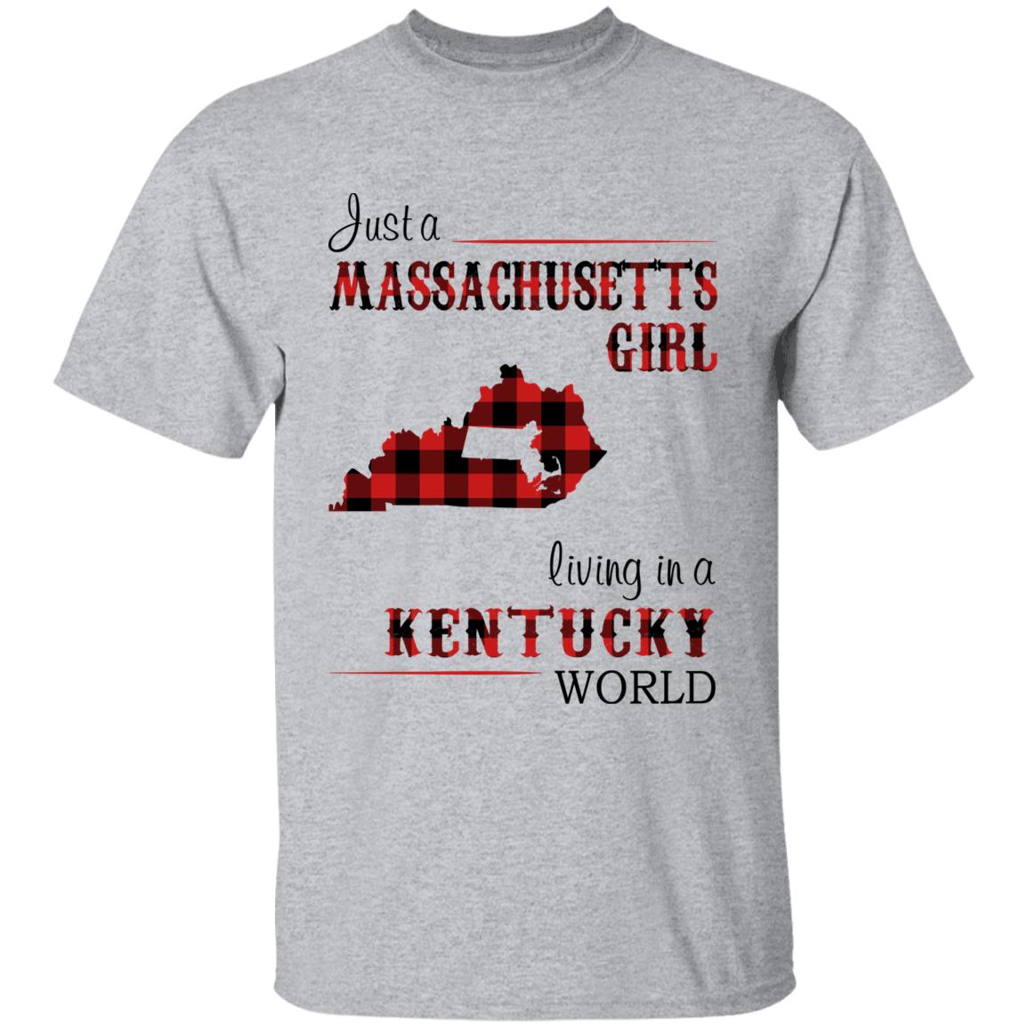 Just A Massachusetts Girl Living In A Kentucky World T-shirt - T-shirt Born Live Plaid Red Teezalo