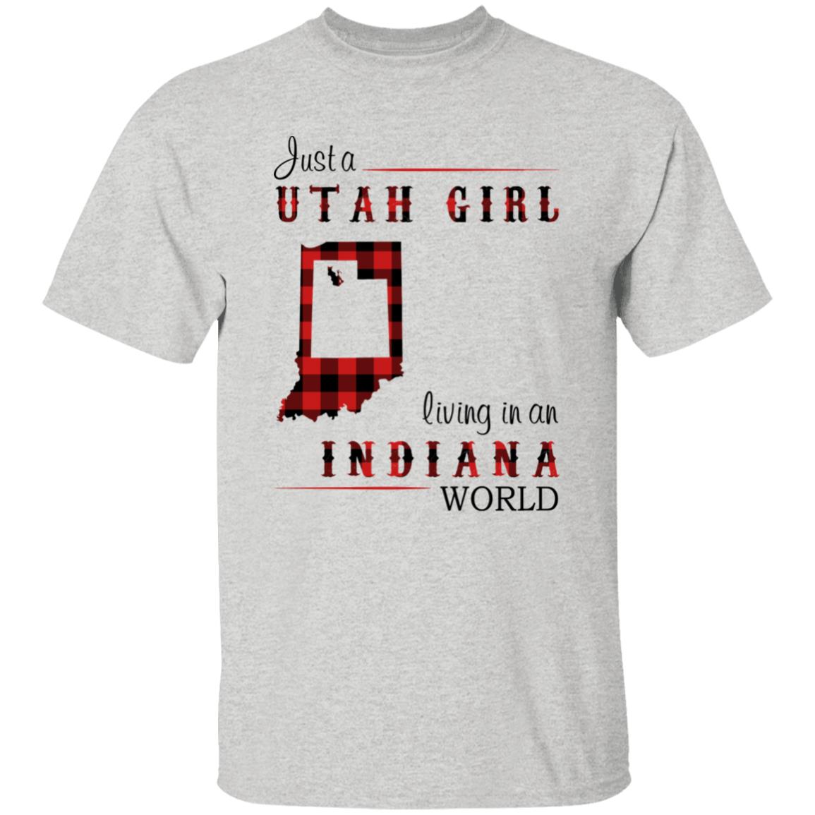 Just A Utah Girl Living In An Indiana World T-shirt - T-shirt Born Live Plaid Red Teezalo