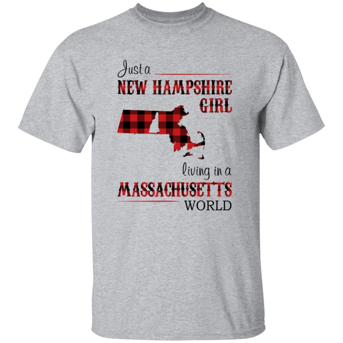 Just A New Hampshire Girl Living In A Massachusetts World T-shirt - T-shirt Born Live Plaid Red Teezalo