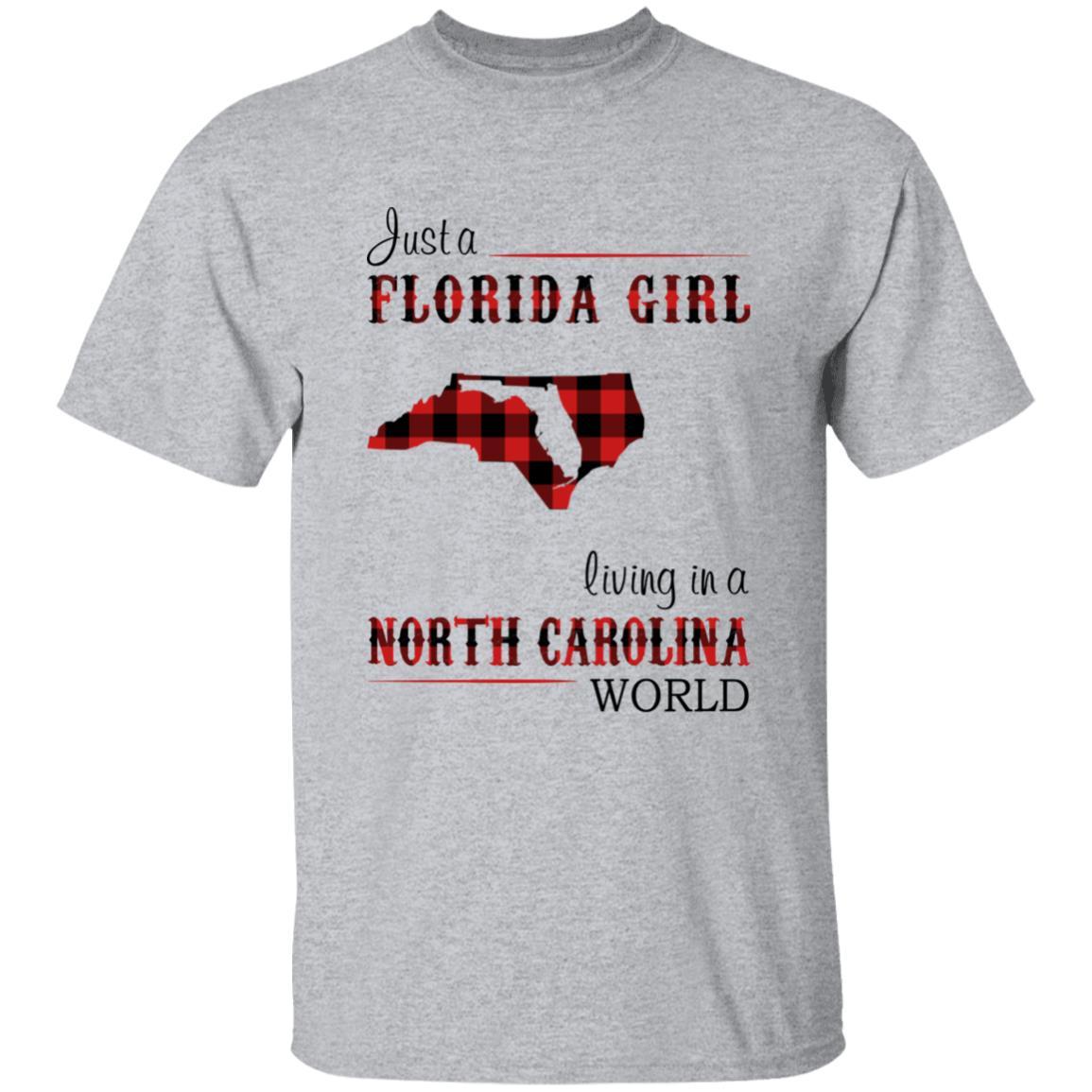 Just A Florida Girl Living In A North Carolina World T-shirt - T-shirt Born Live Plaid Red Teezalo