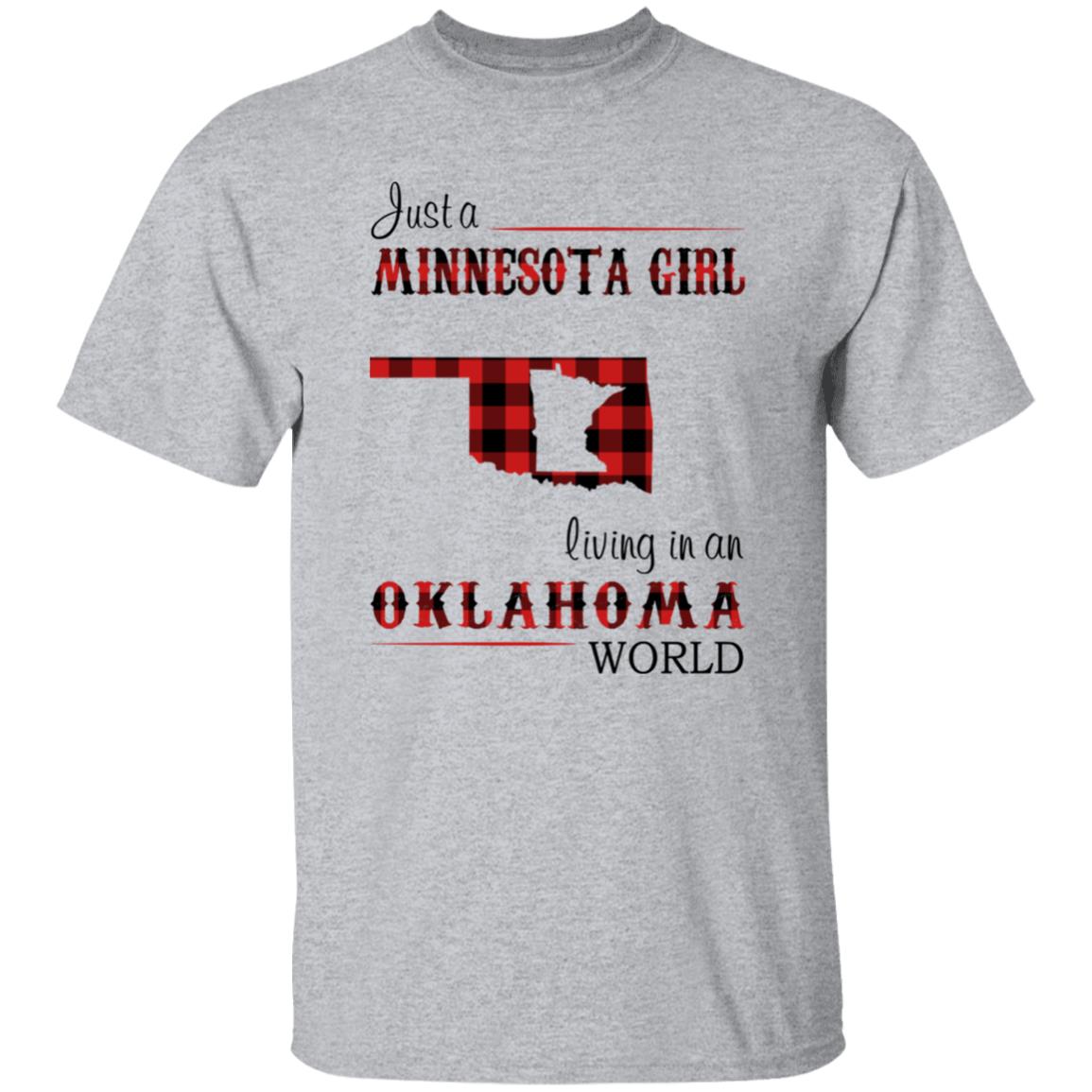 Just A Minnesota Girl Living In An Oklahoma World T-shirt - T-shirt Born Live Plaid Red Teezalo
