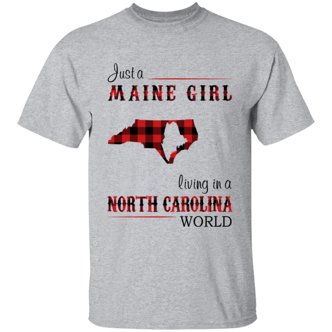 Just A Maine Girl Living In A North Carolina World T-shirt - T-shirt Born Live Plaid Red Teezalo