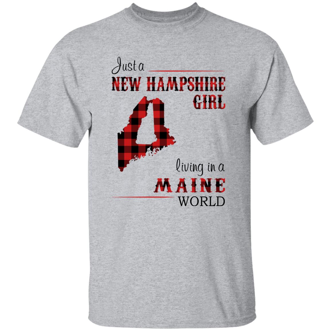 Just A New Hampshire Girl Living In A Maine World T-shirt - T-shirt Born Live Plaid Red Teezalo