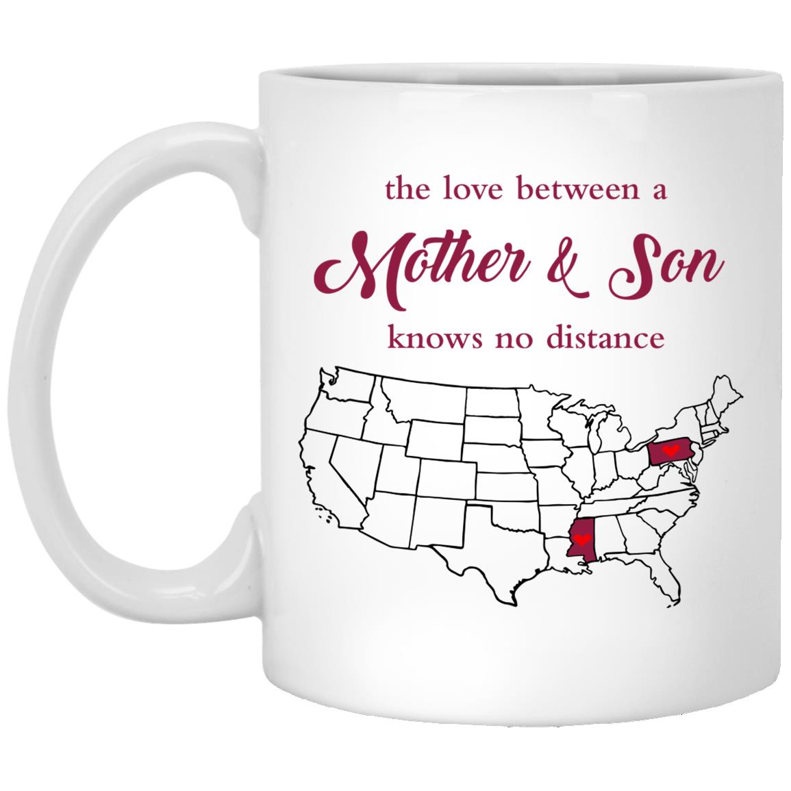 Mississippi Pennsylvania The Love Between Mother And Son Mug - Mug Teezalo