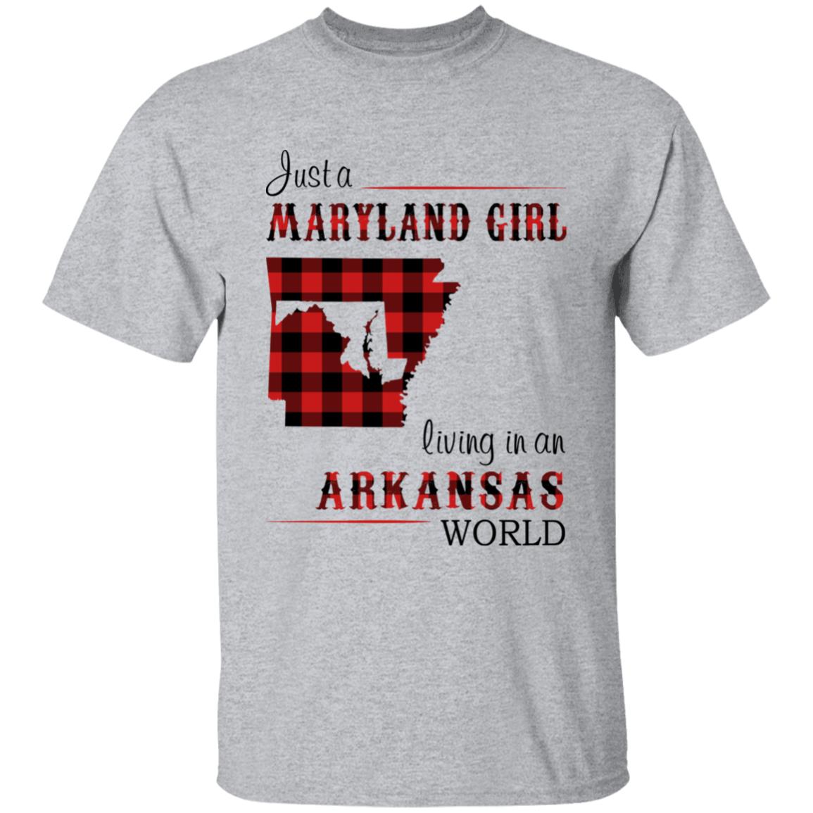 Just A Maryland Girl Living In An Arkansas World T-shirt - T-shirt Born Live Plaid Red Teezalo