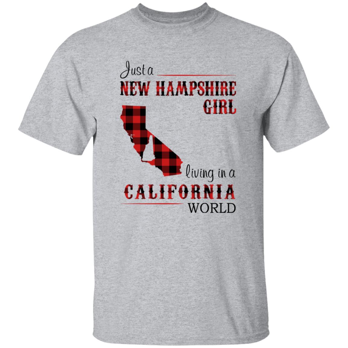 Just A New Hampshire Girl Living In A California World T-shirt - T-shirt Born Live Plaid Red Teezalo