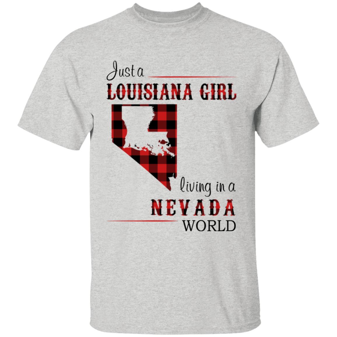 Just A Louisiana Girl Living In A Nevada World T-shirt - T-shirt Born Live Plaid Red Teezalo