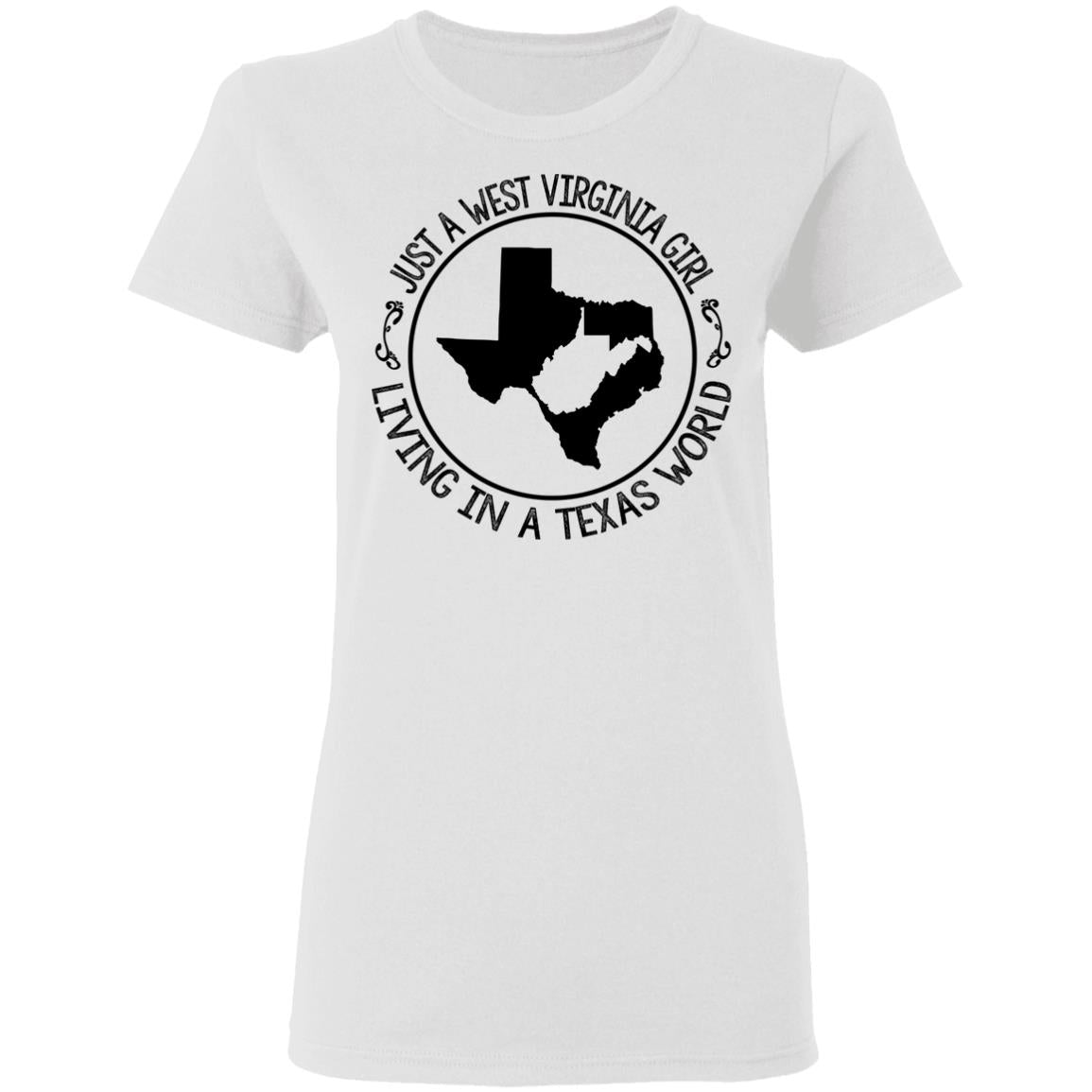Just A West Virginia Girl Living In A Texas World Hoodie - Hoodie Teezalo