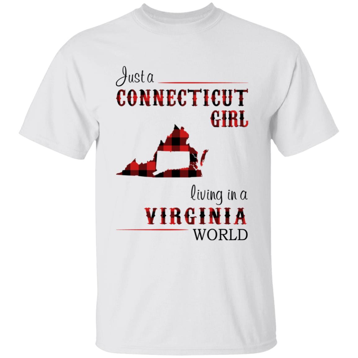 Just A Connecticut Girl Living In A Virginia World T-shirt - T-shirt Born Live Plaid Red Teezalo