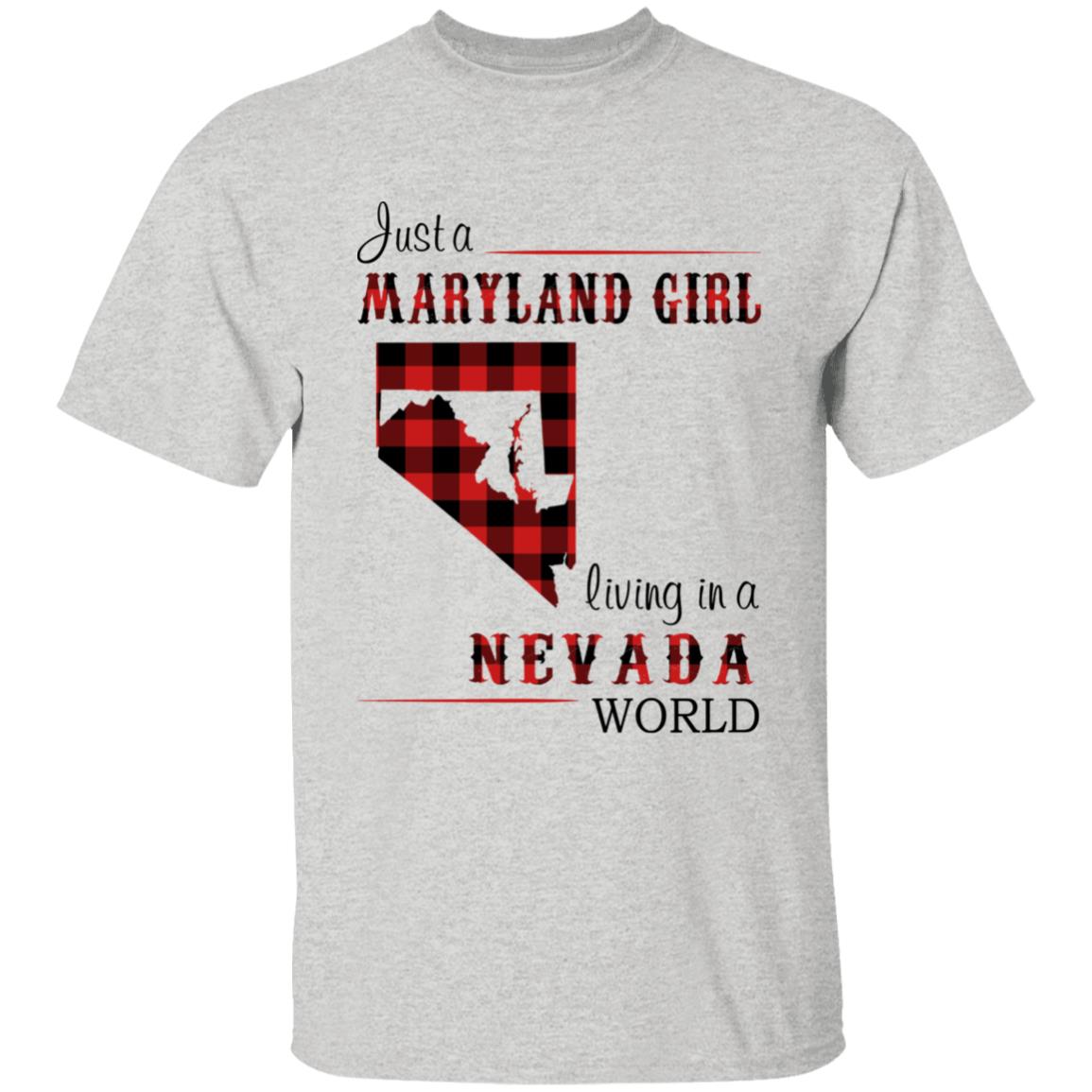 Just A Maryland Girl Living In A Nevada World T-shirt - T-shirt Born Live Plaid Red Teezalo