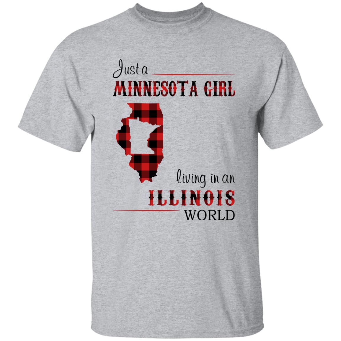 Just A Minnesota Girl Living In An Illinois World T-shirt - T-shirt Born Live Plaid Red Teezalo