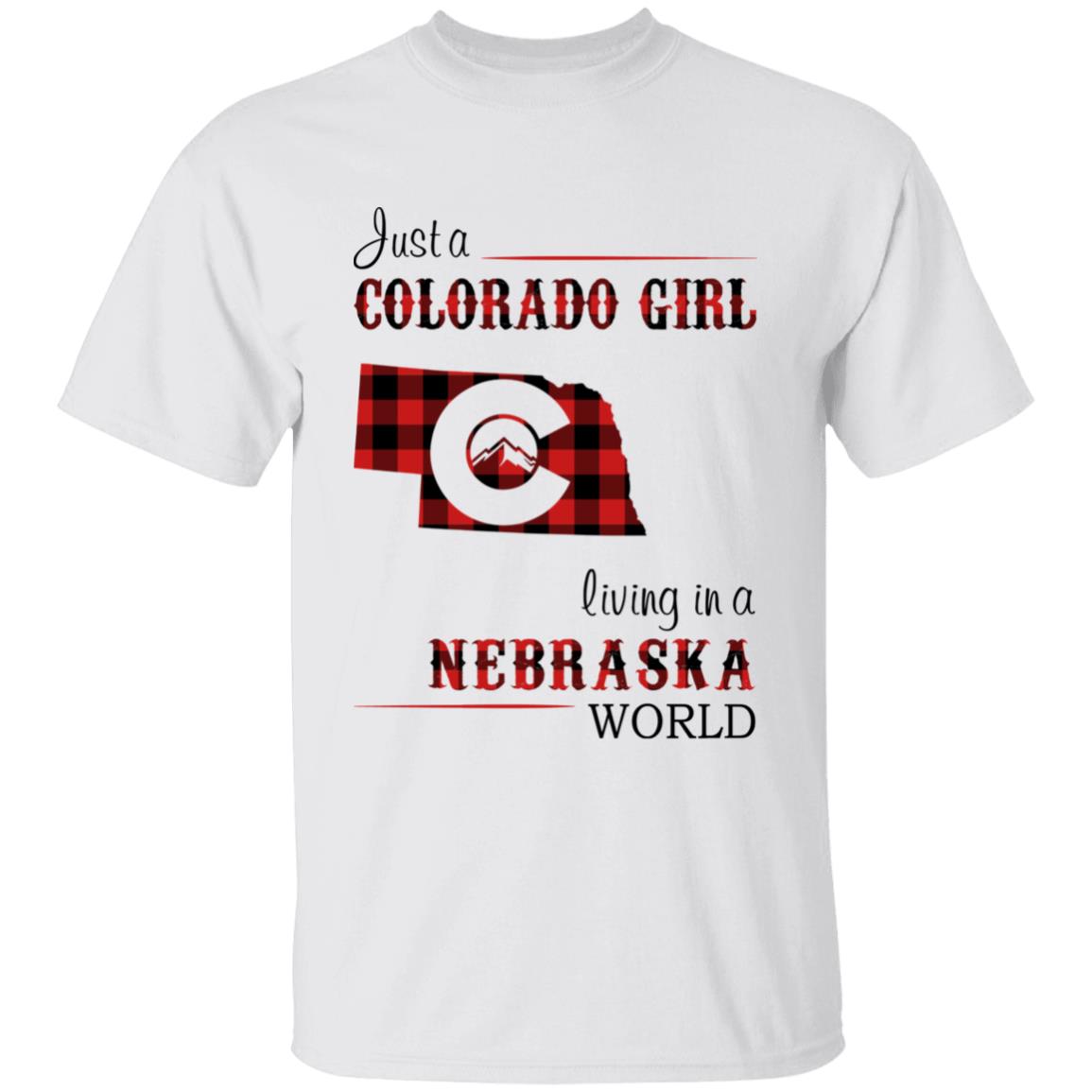 Just A Colorado Girl Living In A Nebraska World T-shirt - T-shirt Born Live Plaid Red Teezalo
