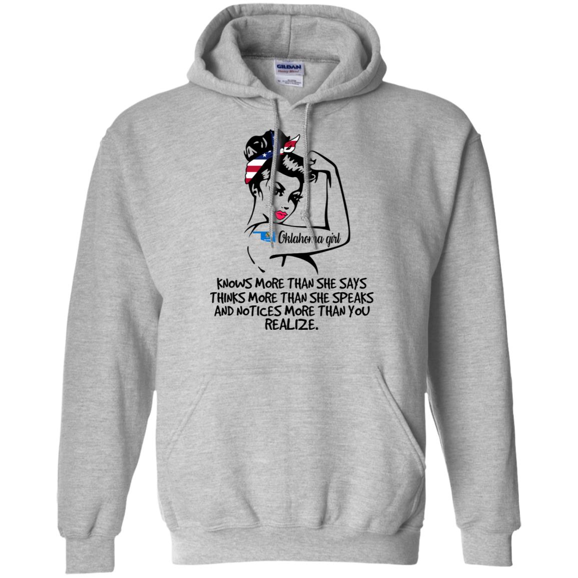 Oklahoma Girl Knows More Than She Says Hoodie - Hoodie Teezalo