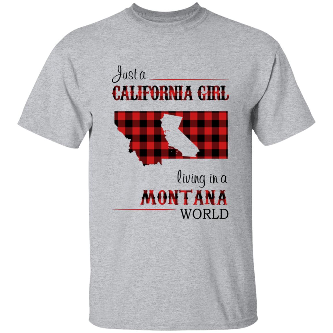 Just A California Girl Living In A Montana World T-Shirt - T-shirt Born Live Plaid Red Teezalo