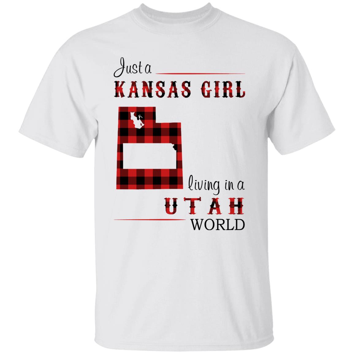 Just A Kansas Girl Living In A Utah World T-shirt - T-shirt Born Live Plaid Red Teezalo
