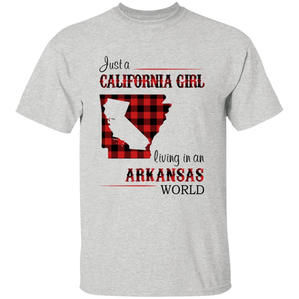 Just A California Girl Living In An Arkansas World T-Shirt - T-shirt Born Live Plaid Red Teezalo