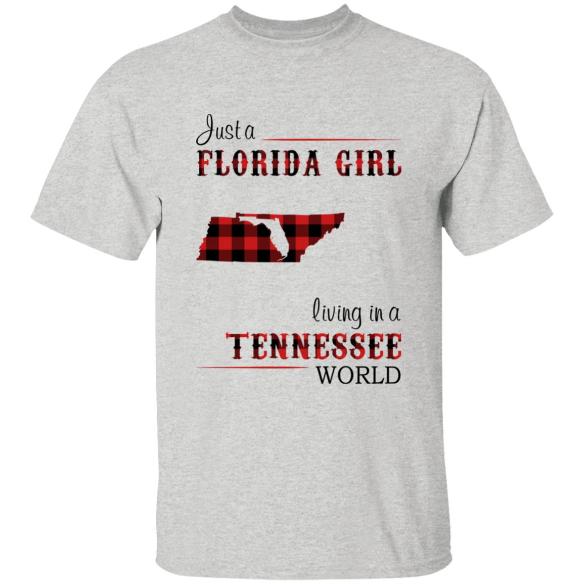 Just A Florida Girl Living In A Tennessee World T-shirt - T-shirt Born Live Plaid Red Teezalo
