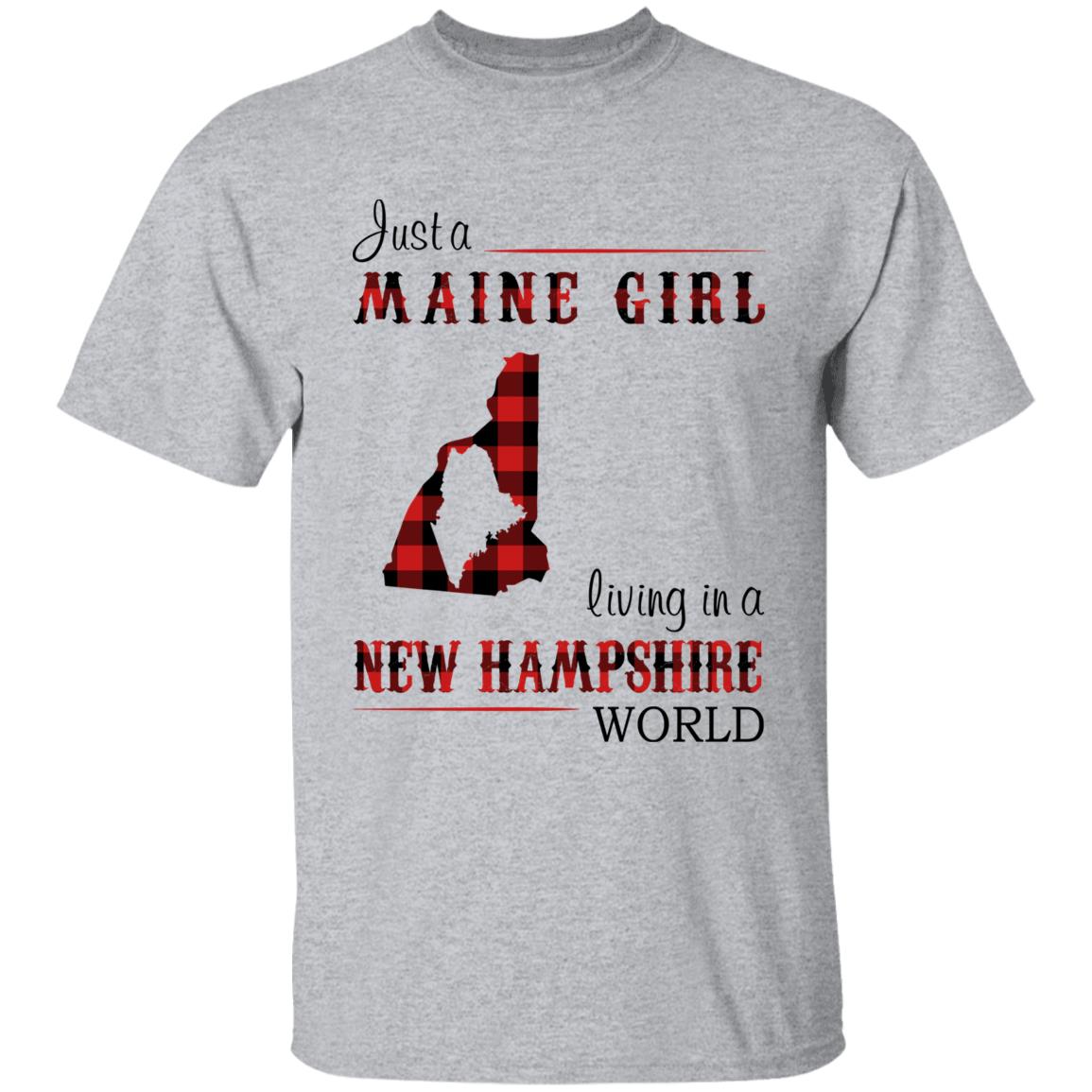 Just A Maine Girl Living In A New Hampshire World T-shirt - T-shirt Born Live Plaid Red Teezalo