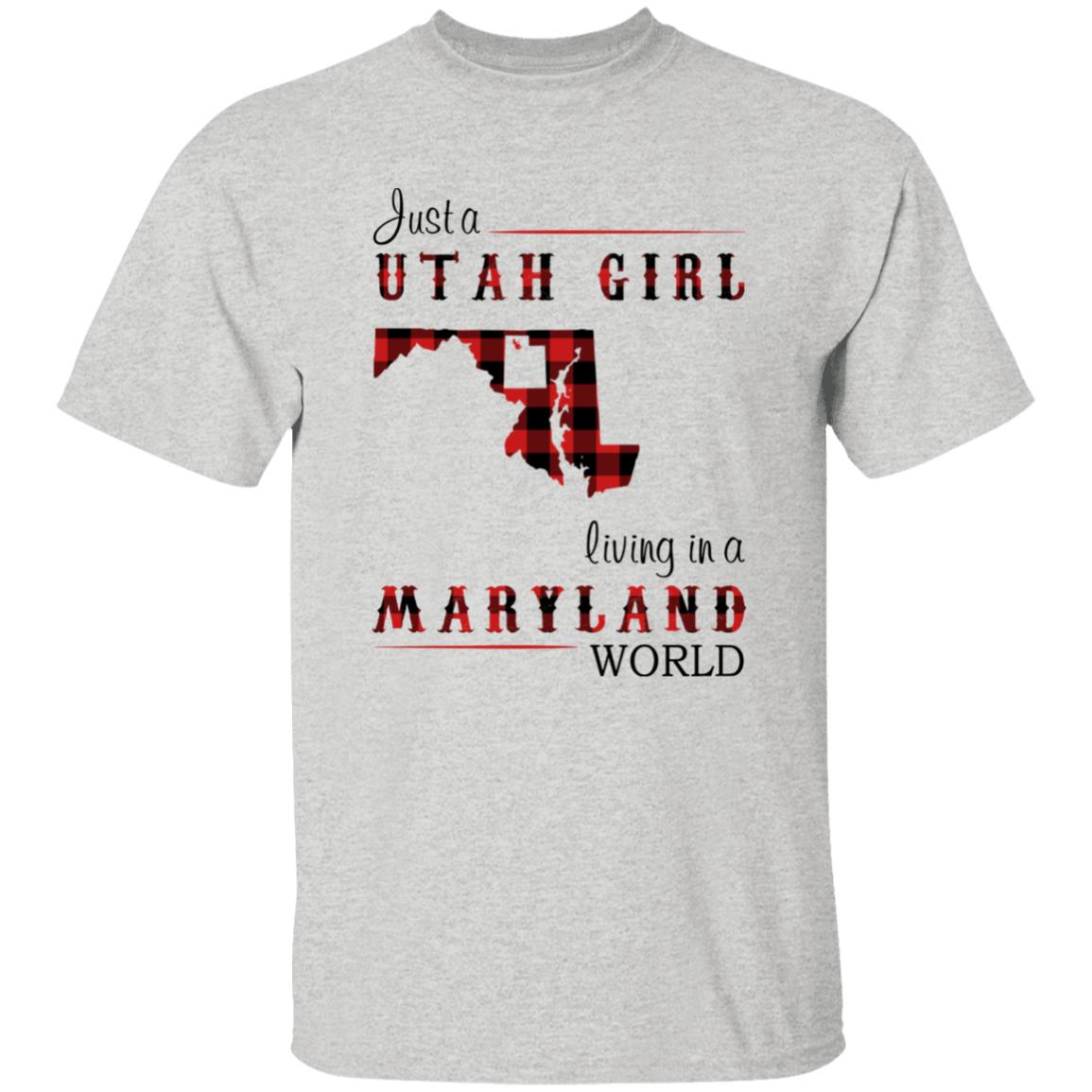 Just A Utah Girl Living In A Maryland World T-shirt - T-shirt Born Live Plaid Red Teezalo