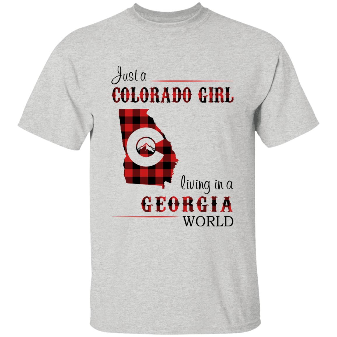 Just A Colorado Girl Living In A Georgia World T-shirt - T-shirt Born Live Plaid Red Teezalo