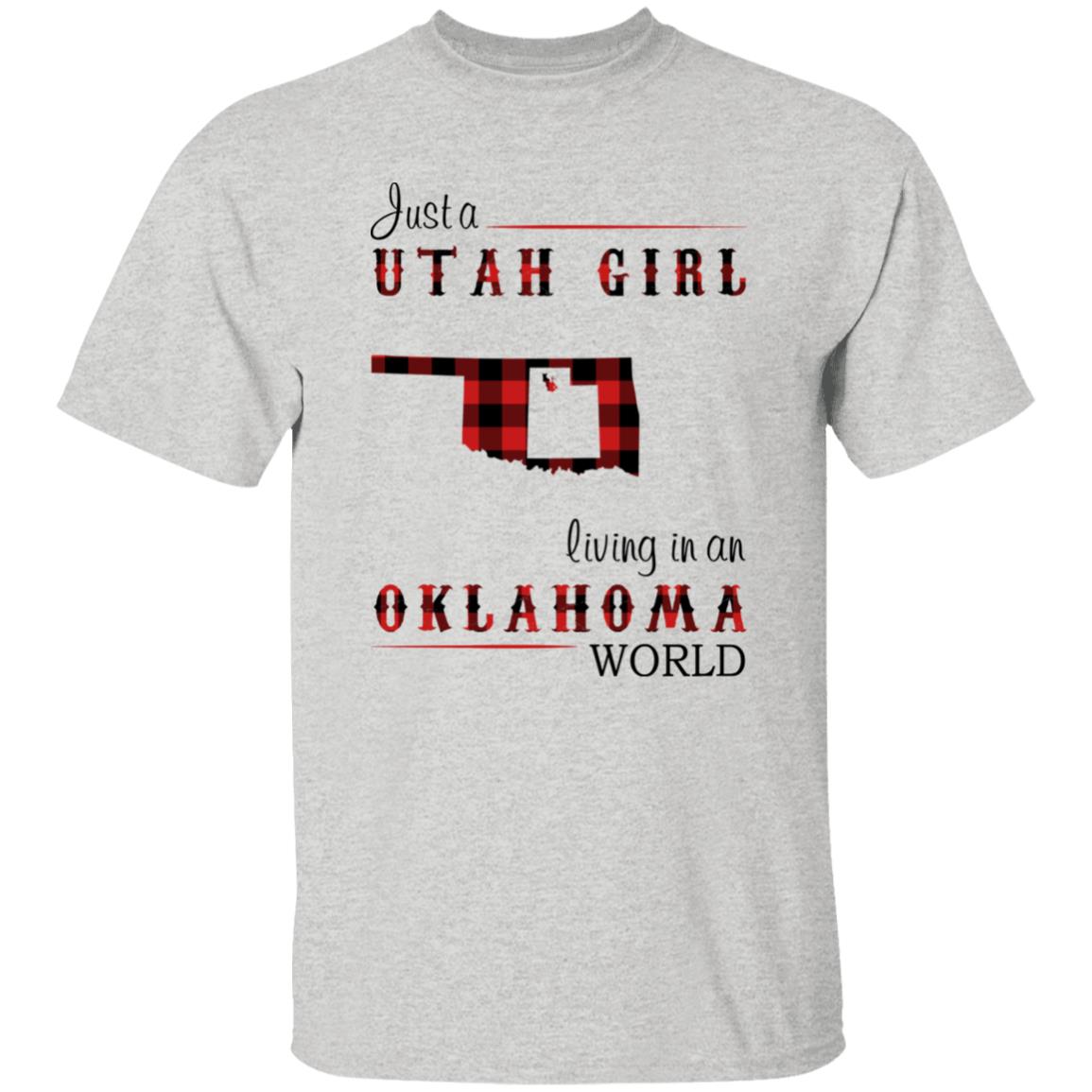 Just A Utah Girl Living In An Oklahoma World T-shirt - T-shirt Born Live Plaid Red Teezalo