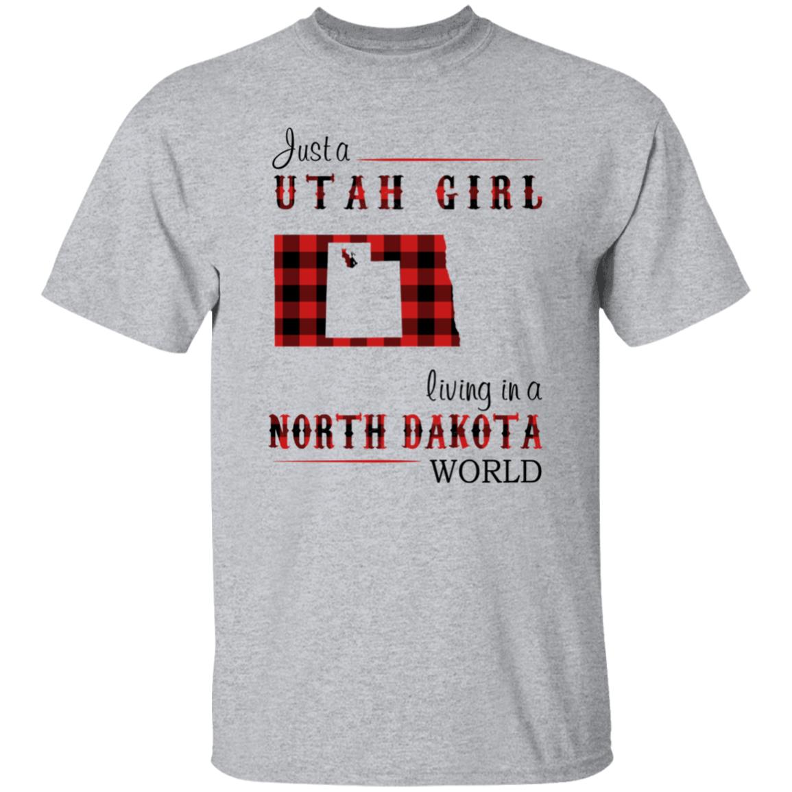 Just A Utah Girl Living In A North Dakota World T-shirt - T-shirt Born Live Plaid Red Teezalo