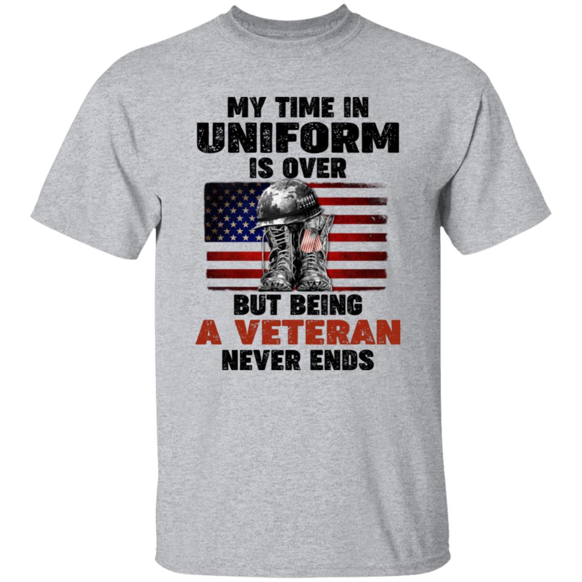 Veteran Shirt, My Time In Uniform Is Over But Being A Veteran Never Ends - T-shirt Veteran Teezalo